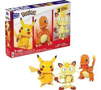 MEGA Pokemon Action Figure Building Toys for Kids, Kanto Region Trio with 529 Pieces, Buildable and Poseable Pikachu Charmander Meowth