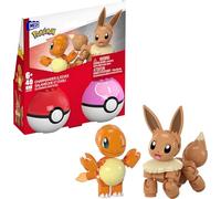 MEGA Pokémon Action Figure Building Toys Set, Poké Ball 2-Pack, Charmander and Eevee with 40 Pieces, for Kids, JCR81