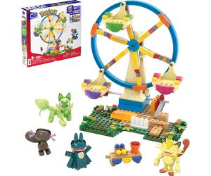 MEGA Pokemon Building Toys Set Ferris Wheel Fun with 393 Pieces, 4 Poseable