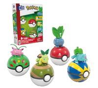 MEGA Pokémon Building Toys Set Grass-Type Trainer Team with 118 Pieces, 4 Poseable Character, 2 Inches Tall, for Kids, HWR77
