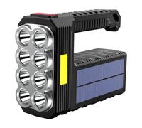 Mega Power 8 LED Solar Handheld Torch - 1200mAh Super Bright Rechargeable Portable Flashlight | Powerful Searchlight High Lumens Marine Boat Torch, Led Handheld Spotlight with 8 Lens for Fishing