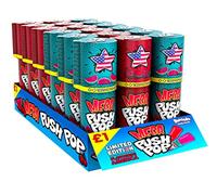 Mega Push Pop Lollipops USA Edition (Pack of 18 Lollipop Sweets Bulk) Twist Cap and Clip, Tasty Kids Sweets for Party Bags, Watermelon & Cherry Pie Lollies - Halal Candy