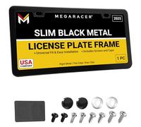Mega Racer Carbon Fiber License Plate Frame - Black Aluminum Metal with 3K 2x2 Twill Carbon Fiber Printed Pattern - 2 Hole with Screws Kit Clear Coat UV Protection Waterproof Car Wash Safe, 1 Piece
