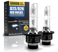 Mega Racer D2S HID Bulbs | D2R Headlight Bulb | 6000K Cool White HID Headlight Bulbs | Xenon Headlight Bulbs | Lights for Cars Headlights | Pack of 2