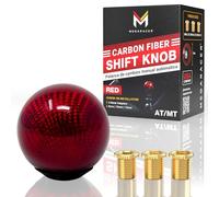 Mega Racer Red Carbon Fiber Shift Knob - Round Ball Gear Shifter for Buttonless Automatic and 4, 5, 6 Speed Manual Transmission Vehicles, 1 Piece