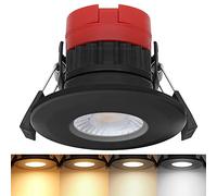 Mega Socket Fire Rated Downlight Dimmable LED 8W Colour Switching CCT 2700k Warm, 3000k Warm White, 4000k Cool, 6000k Daylight, IP65 Recessed Ceiling Lights Black