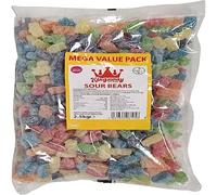 Mega Value Pack of Sour Gummy Bears 2.5kg Bag Vegan & Gluten-Free Multicolour Mini Jelly Candy for Kids & Adults