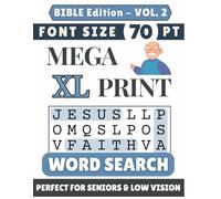 Mega XL 70-pt Print Bible Word Search (VOL. 2): Designed for Seniors | 60 Bible Themed Puzzles | 8.5x11 Inches | Thoughtful Gift for Parents, Grandparents & Loved Ones (Mega XL Print Word Search)