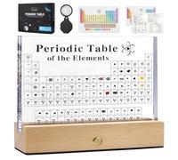 MegaBox Periodic Table With 83 Kinds Of Real Elements With Wooden Stand, Perfect Science Teacher Gift (Large 8.2 X 6.5 in)