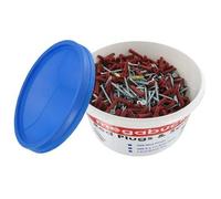 Megabucket Screws, Wall Plugs & Pozi's. Tub of 500. Red plugs & screws. 8 x 1 1/2. Complete with Driver bits. MTB