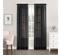 Megachest a pair of 3+7cm slot top sheer lucy voile curtain with tie backs 31 colors 10 sizes(black, 56" wideX108 drop(W142cmXH274cm))