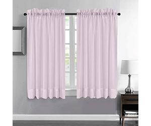 Megachest a Pair of lucy linen-like voile sheer curtains (linen-net light pink, 56" wideX48 drop2 Panels)