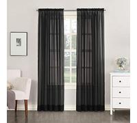 Megachest a pair of slot top voile curtains (Black, 56" wideX90 drop 2 Panels)