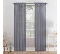 Megachest a pair of slot top voile curtains (Dark Silver, 56" wideX72 drop 2 Panels)