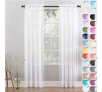 Megachest a pair of slot top voile curtains (Pure White, 56" wideX63 drop 2 Panels)