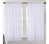 Megachest cotton look voile sheer slot top curtain a pair (cotton-look snow white, 56" wideX36 drop)