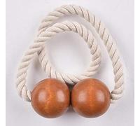 Megachest Curtain Tie back Magnetic Curtain Clips Rope Holdbacks/Buckles 2pcs, Wood Bead Weaving Rope Home Office Hotel Window Decoration (brown)