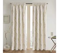 Megachest european style Jacquard Textured Thermal Blackout Tape Top Curtains (beige, 52" wideX90 drop A pair)