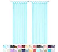 Megachest lucy Woven Voile Tab Top Curtain 2 Panels with ties (28 colors) (angel blue, 56" wideX36 drop(W142cmXH91.5cm))