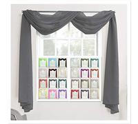 Megachest TAILORED VOILE WINDOW SCARF PELMET 26 color choices (dark silver, 56"X197"X1 Panel)