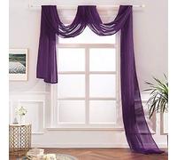 Megachest TAILORED VOILE WINDOW SCARF PELMET 26 color choices (eggplant, 56"X197"X1 Panel)