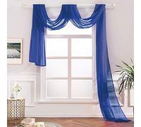 Megachest TAILORED VOILE WINDOW SCARF PELMET 26 color choices (navy, 56"X118"X1 Panel)
