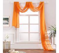 Megachest TAILORED VOILE WINDOW SCARF PELMET 26 color choices (orange, 56"X118"X1 Panel)