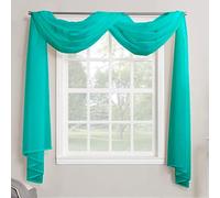 Megachest TAILORED VOILE WINDOW SCARF PELMET 26 color choices (teal blue, 56"X118"X1 Panel)