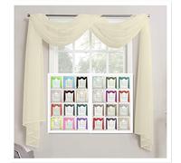 Megachest TAILORED VOILE WINDOW SCARF PELMET (ivory, 56"X118"X1 Panel)