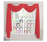 Megachest TAILORED VOILE WINDOW SCARF PELMET (red, 56"X197"X1 Panel)