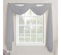Megachest TAILORED VOILE WINDOW SCARF PELMET (silver, 56"X118"X1 Panel)