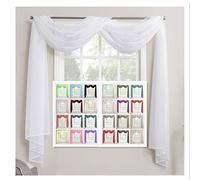 Megachest TAILORED VOILE WINDOW SCARF PELMET (snow white, 56"X118"X1 Panel)