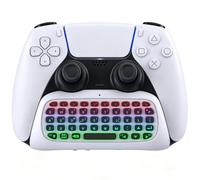 Megadream for PS5 Controller Keyboard, Bluetooth Chatpad 47 Keys Keypad for PS5 DualSense Controller & DualSense Edge Controller, RGB Light, Built-In Speaker, 3.5 mm Audio Jack - White