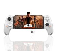 Megadream Mobile Phone Controller for iPhone/Android/iPad/Tablet - Switch/PC - Cloud Game - PS4/PS5/Xbox Remote Play Streaming, COD & Fortnite &More, Turbo/Macro (white, USB C Connection)