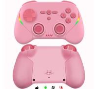 Megadream Wireless Controller for iPhone/Android/Switch 2/Switch/PC, Phone Gamepad with Hall Effect Joysticks/Trigger/Turbo/RGB Light, for Genshin Impact, COD(Pink)