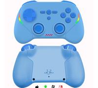 Megadream Wireless Controller for iPhone/Android/Switch 2/Switch/PC, Phone Gamepad with Hall Effect Joysticks/Trigger/Turbo/RGB Light, for Genshin Impact, COD(Blue)