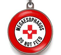 Megaesophagus Dog Tag - Add Your Text to Back - Do Not Feed Medical Alert - Durable Pet ID for Dogs with Swallowing Disorder - 2 Sizes - 36 Colour Options - Custom Dog Tag for Health Needs