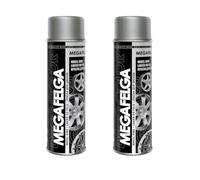 MEGAFELGA ALLOY WHEEL ACRYL SPRAY PAINT 500ml REFURBISH RESTORE WHEELS RIMS MOTO SPORT CAR AUTO FAST DRYING RESISTANT (silver satin)