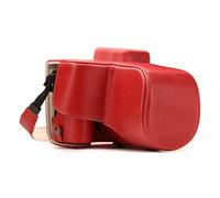 MegaGear Canon EOS Rebel SL2, EOS 200D, Kiss X9 18-55mm Lens Ever Ready Leather Camera Case and Strap, with Battery Access - Red - MG1309