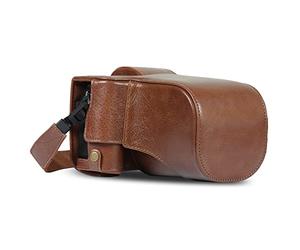 MegaGear Ever Ready Genuine Leather Camera Case Compatible with Fujifilm X-T5 (16-80mm)(Brown)
