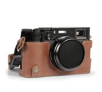 MegaGear Ever Ready Genuine Leather Half Camera Case Compatible with Fujifilm X100VI (Brown)