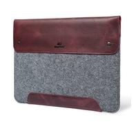 MegaGear Genuine Leather and Fleece Case Compatible with MacBook Pro 16 (M5, M4, M3, M2, M1) and MacBook Air 15.3 (M5, M3, M2) Laptop Sleeve, Maroon, 15-16 Inch, 2020-2026