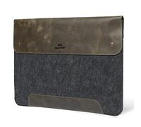 MegaGear Genuine Leather and Fleece Macbook Bag for 15 & 16 Inch - Olive
