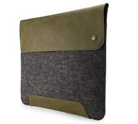 MegaGear Genuine Leather and Fleece Macbook Bag for 15 & 16 Inch - Olive