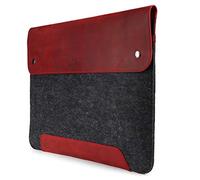 MegaGear Genuine Leather and Fleece Macbook Bag for 15 & 16 Inch - Red