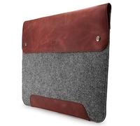 MegaGear Genuine Leather and Fleece MacBook Bag Laptop Sleeve for MacBook Pro and MacBook Air Case - 16 Inch - 15 Inch - 15.5 Inch (M2, M2 Pro, M2 Max, M1) 2020 2021, 2022 and 2023 Models
