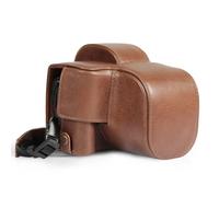 MegaGear Genuine Leather Camera Bag for Canon EOS R100 (18-45mm) - Stylish Protective Bag for Digital Photography Brown Camera Bag