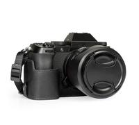 MegaGear Genuine Leather Half Camera Case for Fujifilm X-S20 - Stylish and Protective Digital Photography Bag (Black)