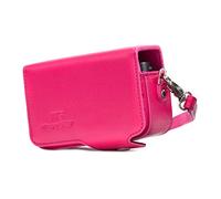 MegaGear Leather Camera Case with Strap Compatible with Sony Cyber-shot DSC-RX100 VII, ZV-1, DSC-RX100 VI, DSC-RX100 V, DSC-RX100 IV, DSC-RX100 III, DSC-RX100 II - Hot Pink