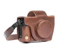 MegaGear MG1067 Ever Ready Leather Case and Strap with Battery Access for Canon PowerShot G5 X Camera - Dark Brown